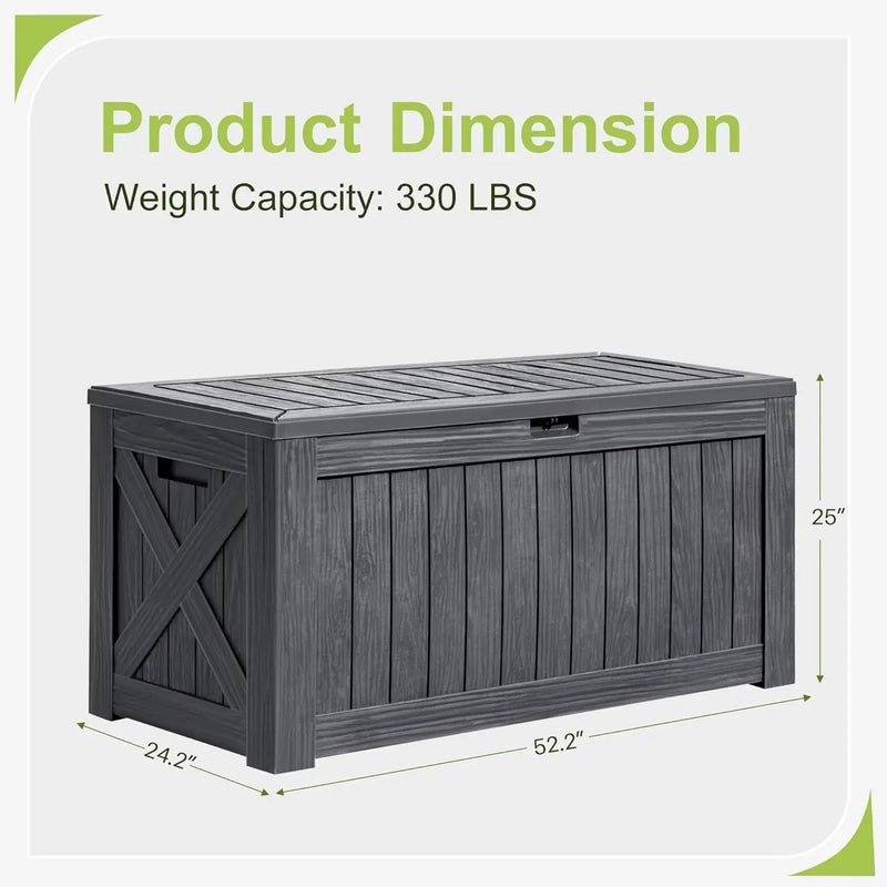 Greesum 120 Gallon Deck Box, Resin Outdoor Storage Container for Patio Furniture, Garden Tools, Pool Accessories, Weatherproof, Lockable, Gray by GreenHaven Gardens