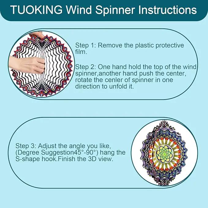 TUOKING Wind Spinners Outdoor Peacock Feathers 3D Metal Hanging Art Wind Sculptures 12 Inch Stainless Steel for Yard and Garden Decoration Worth Gift for Women by GreenHaven Gardens