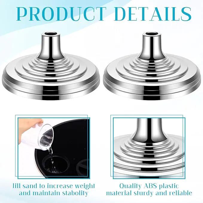 Leinuosen 4 Pcs Flag Holder Stand FlagPole Stand Flag Pole Base for Indoor Outdoor 1.3/1.1 Inch Diameter Flagpole Garden House Classroom Churches Meeting Party Flags Banner(Silver) by GreenHaven Gardens