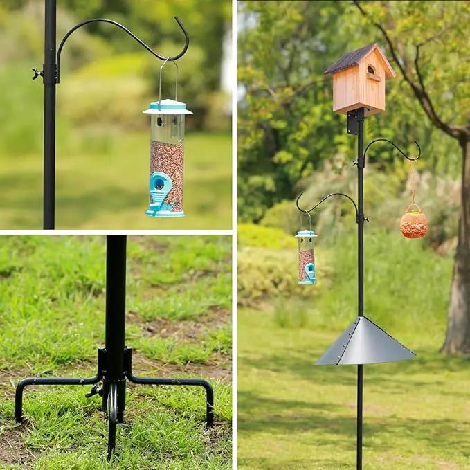 ERYTLLY Bird House Pole 80 Inch Bird Feeder Pole with Squirrel Baffle and 2 Hooks - Heavy Duty Bluebird Feeder Support Rod Stand Set for Outside, Yard, Garden by GreenHaven Gardens