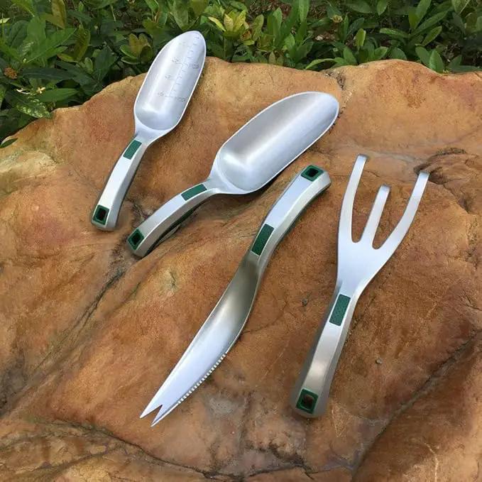 One-Piece Aluminum Gardening Weed Tools, Hand Garden Weeder Tool, Ergonomic Handle Best Weeding Tool, Weed Pull Tool with Serrated Edge, Grass Removal Tool by GreenHaven Gardens