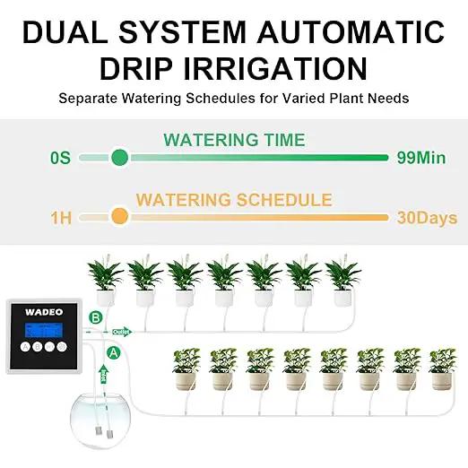 WADEO Automatic Watering System for Potted Plants, Dual Pump Plant Watering System, 15 Potted Automatic Plant Waterer for Indoor, Automatic Drip Irrigation Kit with Digital Programmable Water Timer by GreenHaven Gardens