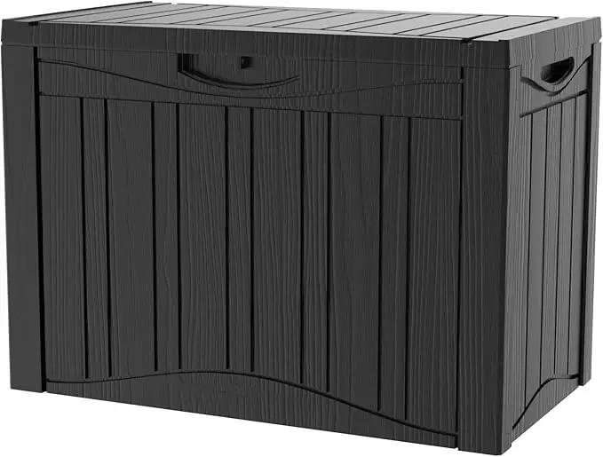 45 Gallon Outdoor Storage Box Waterproof Lockable Resin Deck Box Large, Patio Storage Bin for Pool Accessories Cushion Furniture, Garden Tools, UV-Resistant Outside Delivery Black by GreenHaven Gardens