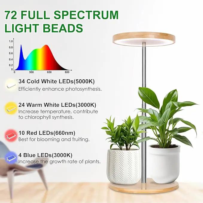 LORDEM Bamboo Grow Light, LED Plant Light for Indoor Plants Growing, Full Spectrum Bamboo Desk Growth Lamp with Automatic Timer for 4H/8H/12H, 4 Dimmable Levels, Height Adjustable by GreenHaven Gardens