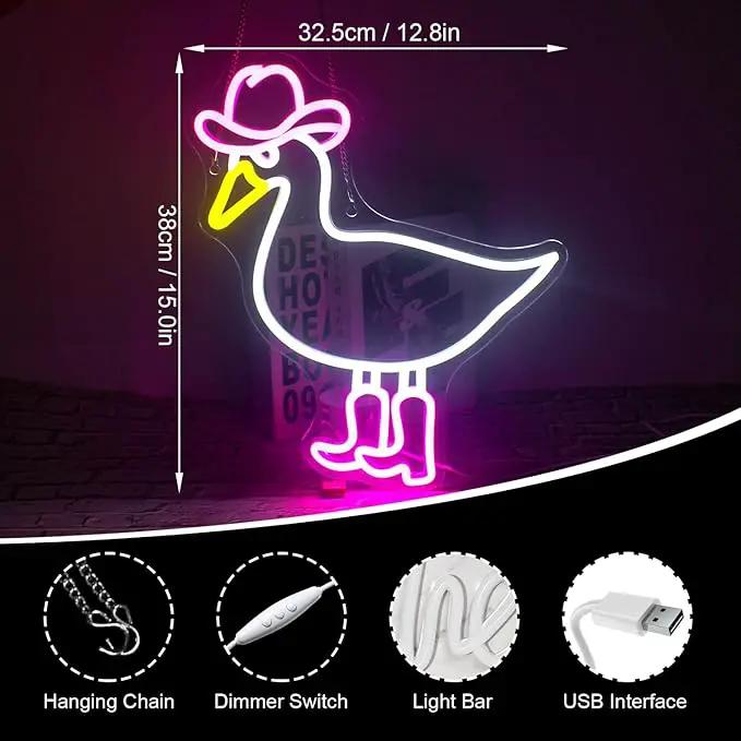 Cowboy Duck Neon Sign,Duck Neon Signs Cowgirl Boots Neon Signs for Wall Decor, USB Connectivity Pink LED Signs for Bedroom Living Room Kids Room Home Bar Birthday Party by GreenHaven Gardens