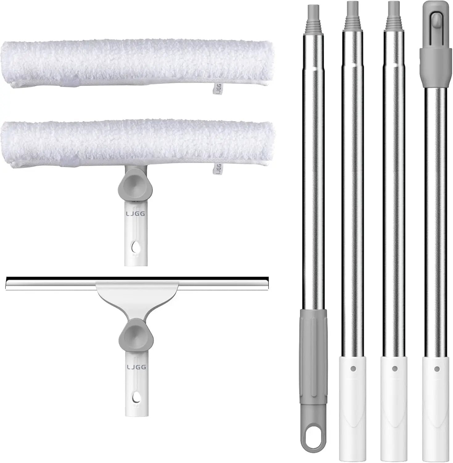 Window Cleaning Squeegee kit, 13.78" Squeegee and 13.78" Microfiber Scrubber with Aluminum Alloy Pole, 54" Telescopic Window Cleaning Tool for Glass Door, Shower Glass Door, Car Windshield-2 Pads by GreenHaven Gardens