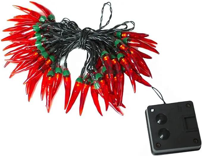 Solar Red Chili String Lights, 50 LED Chili Shape Fairy String Lights Solar Operated String Lights for Wedding, Chinese New Year,Spring Festival,Party Decoration,Christmas by GreenHaven Gardens