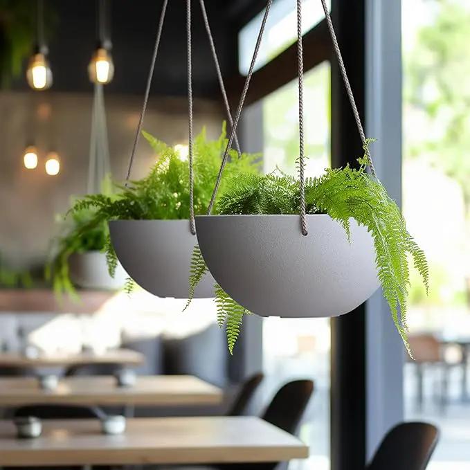 LA Jolie Muse Hanging Planter - 9.84 Inch Hanging Planters for Indoor Plants, Hanging Pots for Plants Indoor Outdoor, Set of 2, White by GreenHaven Gardens