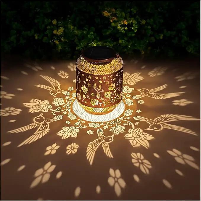 2 Pack Hummingbirds Solar Lanterns Outdoor Waterproof Garden Decor Birthday Gifts for Women Mom Grandma, Hanging Solar Lights Metal Lantern Decoration Outside for Yard, Patio, Backyard, Porch by GreenHaven Gardens