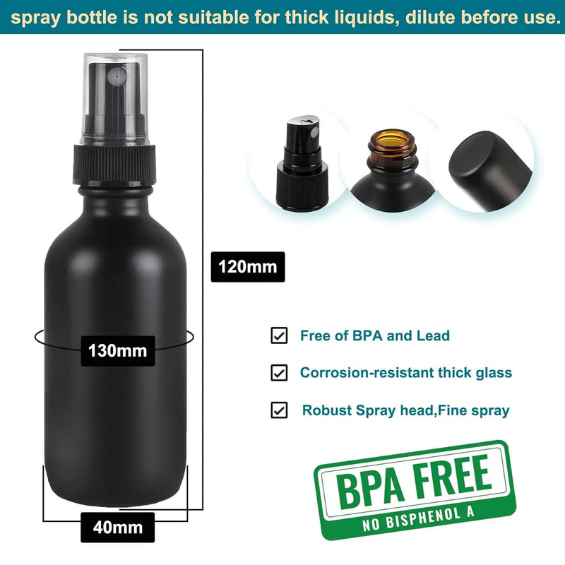 Frosted Black Glass Small Spray Bottle 2 oz 24 Packs,Fine Mist Sprayer Small Clear Bottles,Refillable Containers mini spray bottles for Cleaning Solutions and Skin Care (Frosted Black 24pcs) by GreenHaven Gardens