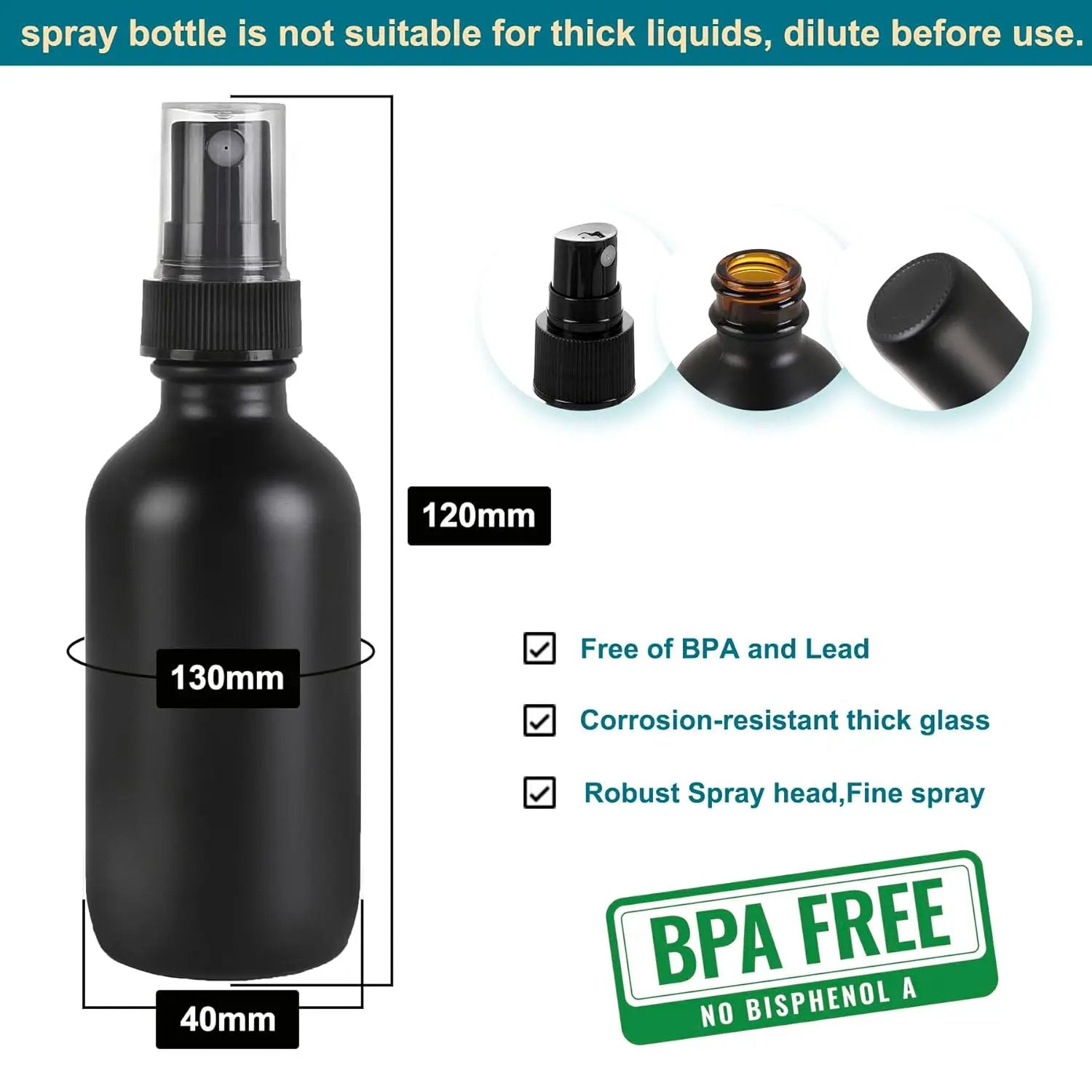 Frosted Black Glass Small Spray Bottle 2 oz 48 Packs,Fine Mist Sprayer Small Clear Bottles,Refillable Containers mini spray bottles for Cleaning Solutions and Skin Care (Frosted Black 48pcs) by GreenHaven Gardens