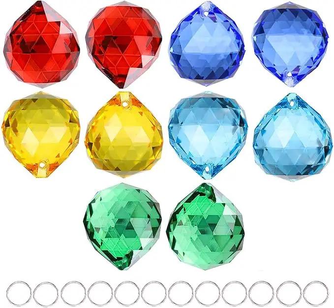 10 Pack Crystal Ball 1.18"/30mm Prism Sun Shine Catcher Rainbow Pendants Maker, Hanging Crystals Prisms for Windows, for Feng Shui, for Gift (Multi-Colors) by GreenHaven Gardens