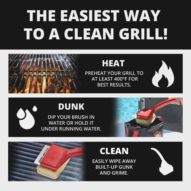 Grill Rescue BBQ Replaceable Cleaning Head, Bristle Free - Durable and Unique Grill Tools for Cast Iron or Stainless-Steel Grates, Barbecue Cleaner by GreenHaven Gardens
