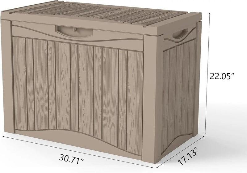 50 Gallon Plus Waterproof Outdoor Storage Bin Resin Deck Box for Patio, Poolside, and Garden, Lockable & UV-Resistant, Ideal for Small Spaces, Grey by GreenHaven Gardens