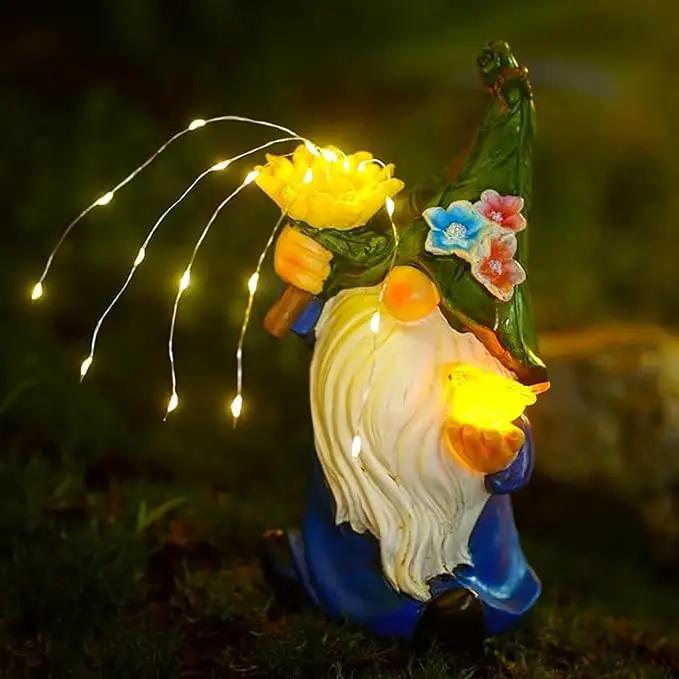 Outdoor Garden Gnomes Statue: Solar Garden Decor with LED Light Patio Yard Lawn Decoration Valentine's Day Gifts for Women by GreenHaven Gardens