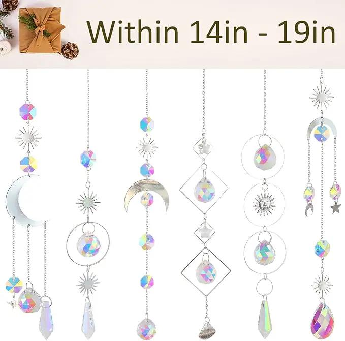 6Pieces Crystal Suncatchers for Window Hanging Sun Catcher with Chain Rainbow Maker Crystal Prisms Decor for Home Garden Party Wedding Ornament Gift Mother Daughter by GreenHaven Gardens
