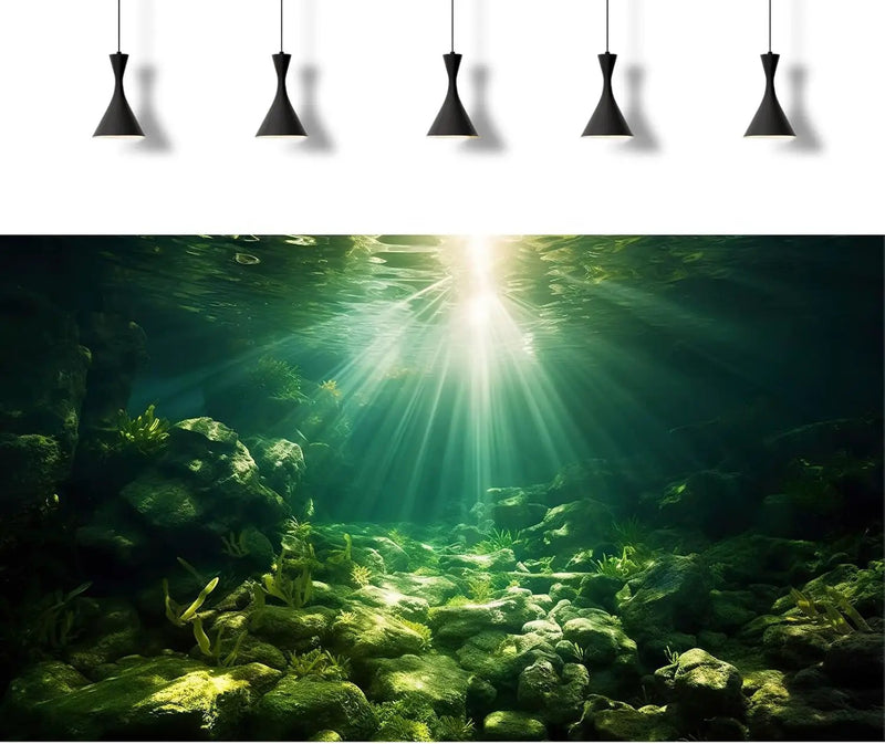 Underwater Sunray Aquarium Background Deep Ocean Rock Cave Fish Tank Background Under The Sea Coral Reef Aquarium Backgrounds Ocean Floor Tropical Fish Terrarium Backgrounds 30x18in by GreenHaven Gardens