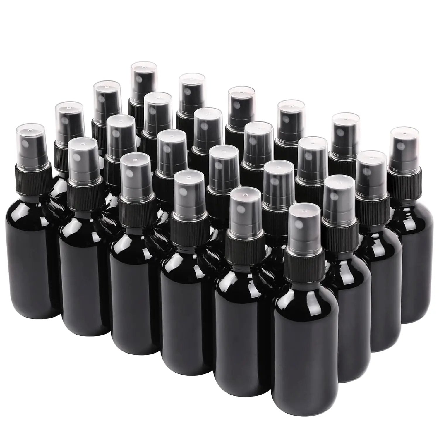 Black Glass Small Spray Bottle 2 oz 24 Packs,Fine Mist Sprayer Small Clear Bottles,Refillable Containers mini spray bottles for Cleaning Solutions and Skin Care (Black 24pcs) by GreenHaven Gardens
