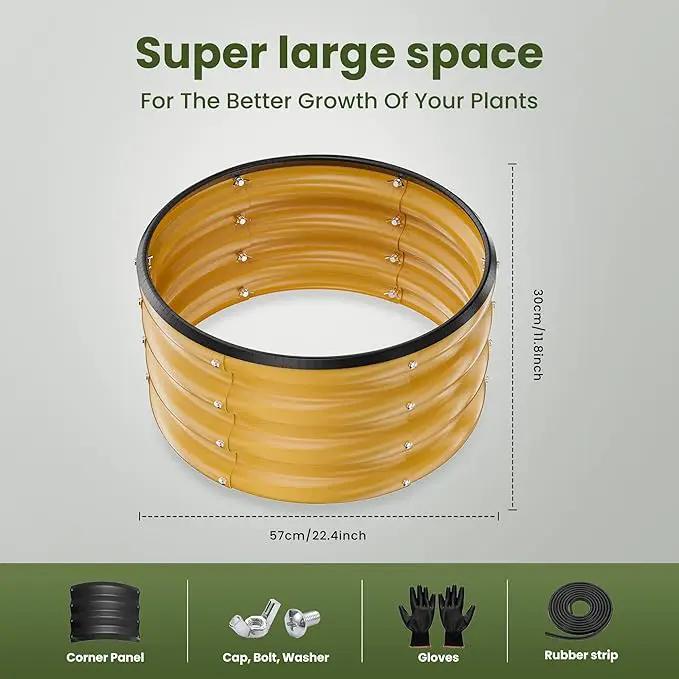 ZXZYHFTY Round Galvanized Raised Garden Bed kit,Yellow Outdoor Garden Raised Planter Box, Round Large Metal Raised Garden Beds for Vegetable 2 * 2 * 1ft 1 Pack by GreenHaven Gardens