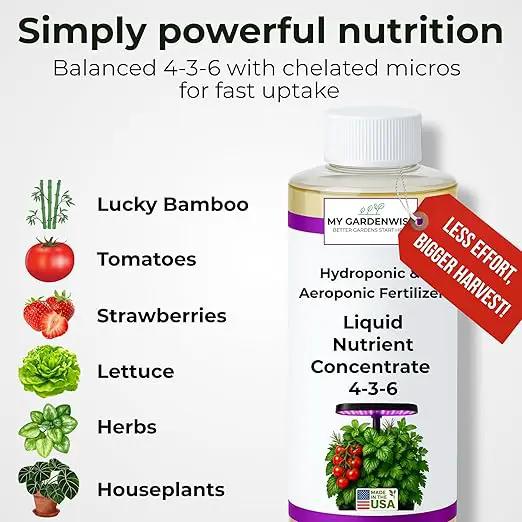 Liquid Plant Food – Hydroponics Nutrients for Indoor House Plants, Tomato, Strawberry, Lucky Bamboo, Lettuce, Vegetable Garden & Herbs – Aero Nutrients Liquid Fertilizer for All Growing Systems (8 oz) by GreenHaven Gardens
