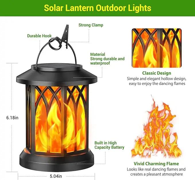 KOOPER 4 Pack Solar Lantern Outdoor Lights, Upgraded Flickering Flame Solar Lanterns Lights Outdoor Waterproof, Hanging Outdoor Solar Lanterns Lights, Solar Powered Lanterns for Yard Garden Decor by GreenHaven Gardens