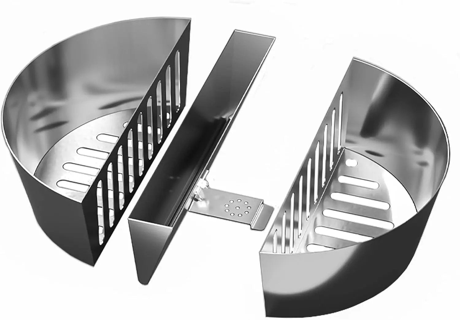 SnS Grills Slow ‘N Sear Charcoal Fire Baskets with Water Pan - Large Capacity Heavy Duty Stainless Steel Outdoor Grill Basket, Kettle Grill Accessory - Compatible with Weber and other Kettles by GreenHaven Gardens