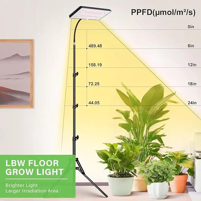 2024 LBW Grow Lights for Indoor Plants Full Spectrum with Stand,214 LEDs Standing Plant Lights for Indoor Growing,Floor Grow Plant Lamp with 4/8/12H Timer,6 Brightness Levels,75" Adjustable Tripod by GreenHaven Gardens