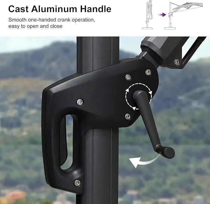 PURPLE LEAF 8.2' X 11.5' Tilting Patio Umbrella with Base Outdoor Cantilever Swivel Rectangle Umbrella Aluminum Offset Umbrella with 360-degree Rotation for Garden Deck Pool Patio Navy by GreenHaven Gardens