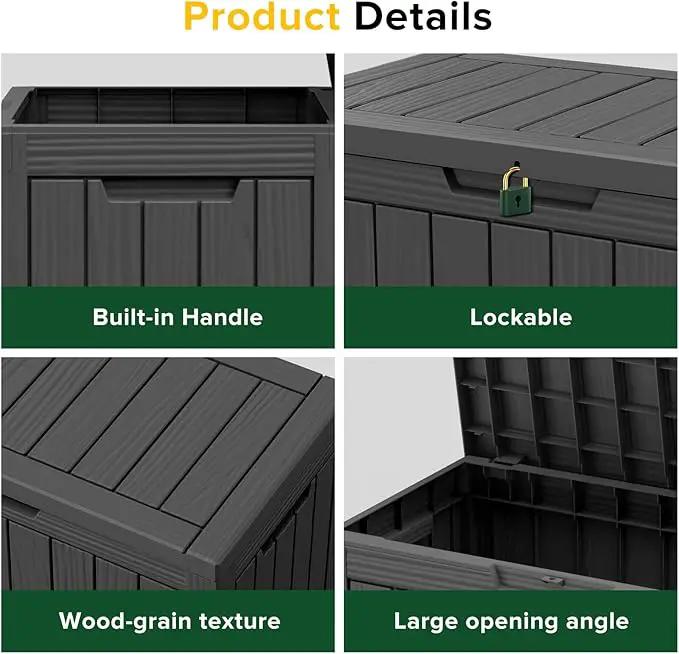 45 Gallon Outdoor Deck Box,Storage Lockable Waterproof Patio Furniture,Garden Tools,Cushions,Pool Accessories Outside Storage Resin Box(Black) by GreenHaven Gardens