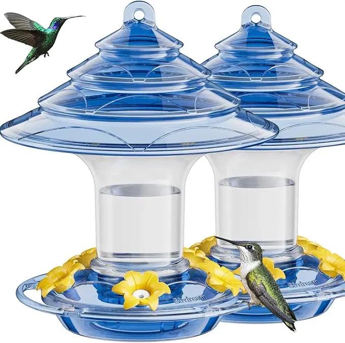 Birdream Hummingbird Feeder for Outdoors Hanging 40oz 10 Feeding Ports, 2 Pack Humming Bird Feeder with Ant Moat Brush Leak Proof - Blue by GreenHaven Gardens