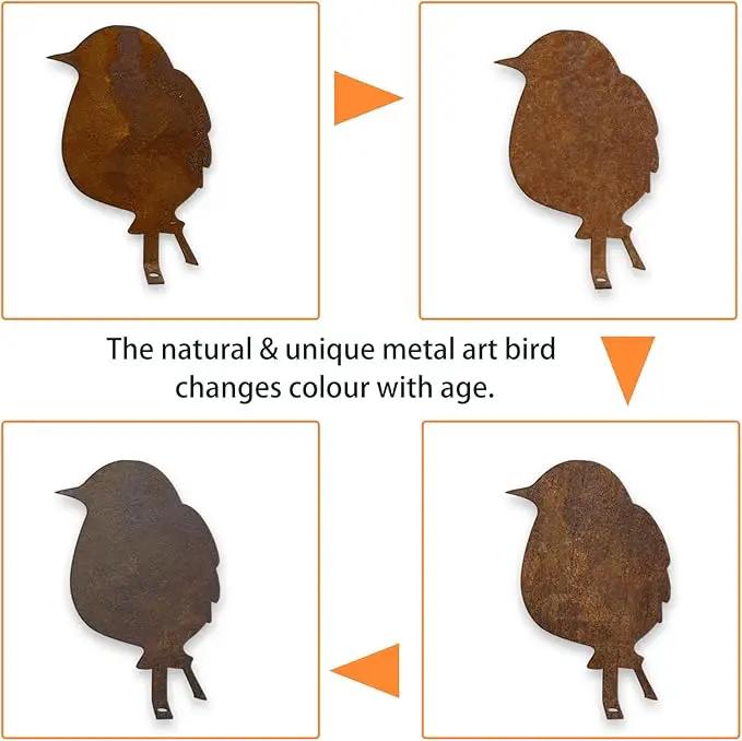 5PCS Metal Bird Silhouette with Rusty, Rusty Birds Decoration, Metal Birds Statues, Lifelike Patina Metal Birds Garden Ornaments Silhouette by GreenHaven Gardens
