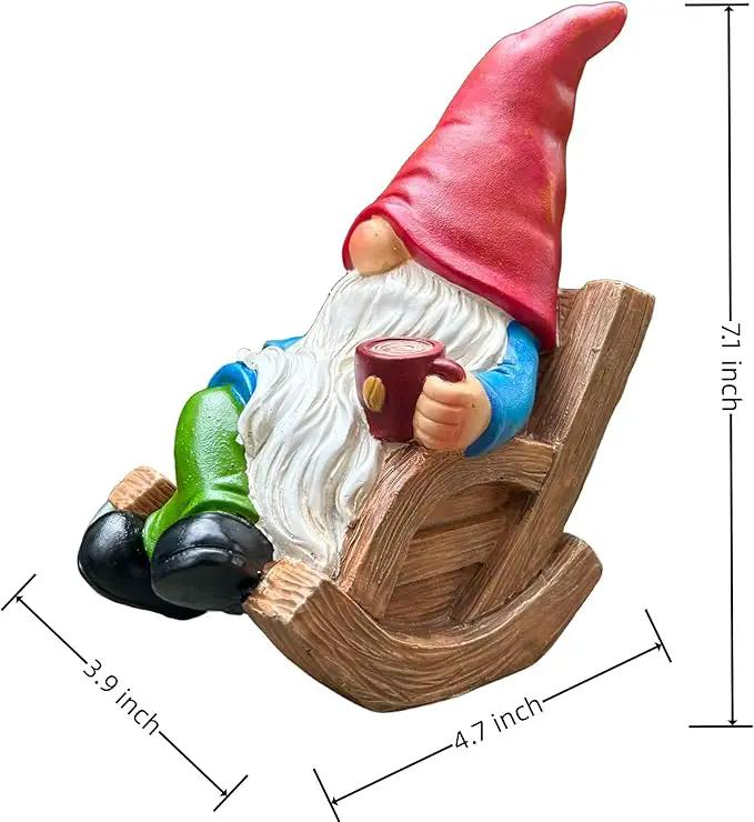 Drinking Coffee Faceless Garden Gnome Statue Decoration 7.1" Figurine Ornament for Indoor Outdoor Home Patio Yard Lawn by GreenHaven Gardens