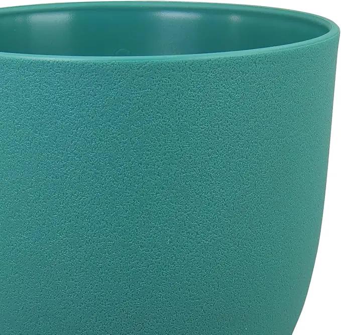 Large Flower Pots 12/10/9 inch, Set of 3 Modern Decorative Plastic Planters with Drainage Holes and Saucers for House Plants, Plant Pots for Indoor Outdoor Plants, Blue Green by GreenHaven Gardens