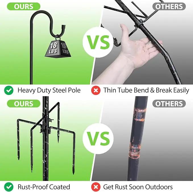 Bird Feeder Pole, 78" Shepherds Hooks for Outdoor, Hummingbird Feeders Stand Heavy Duty with Stable 5-Prong Base, Hanging Plant Shepherd Hook Hanger Stick for Outside Garden Yard Wedding by GreenHaven Gardens