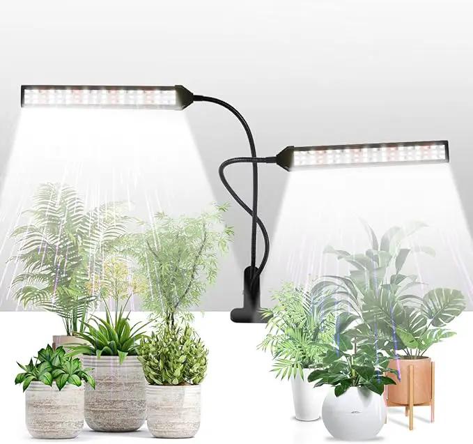 Grow Light LED Gooseneck Lamp,6500K 80W Full Spectrum 144 LED Plant Lamp Clip-on Desk for Indoor Plants Growing, Timer Setting 4/8/12/18H & 5 Dimmable Levels by GreenHaven Gardens
