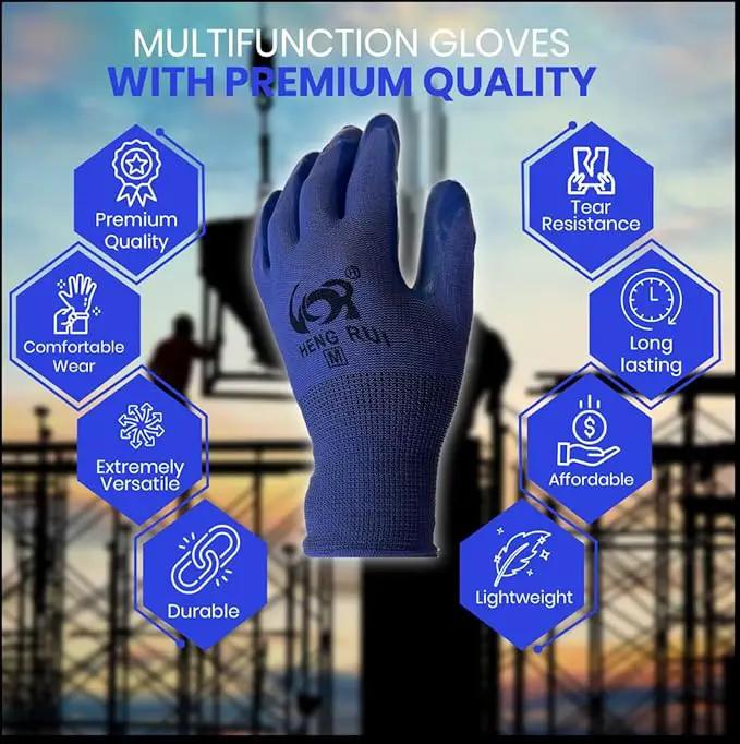 10 OR 20 Pairs Work Gloves–Heavy Duty Rubber Coated Safety Work Gloves–Multipurpose Gloves by GreenHaven Gardens