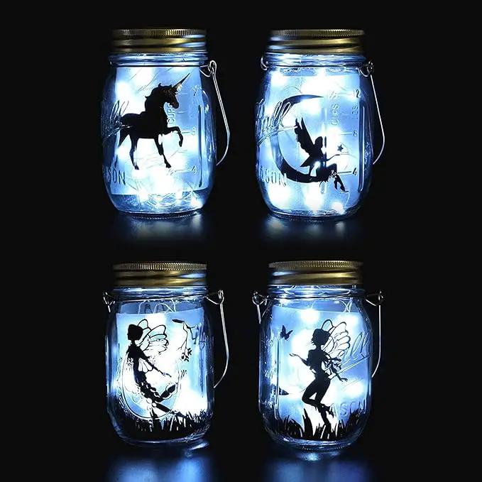 Solar Mason Jar Lights Lids, 8 Pack 30 Led Fairy Lights(Jars Not Included), Outdoor Hanging Mason Jar Solar Lights, Fairy in a Jar Solar Firefly Lights for Patio Garden Table Decor by GreenHaven Gardens