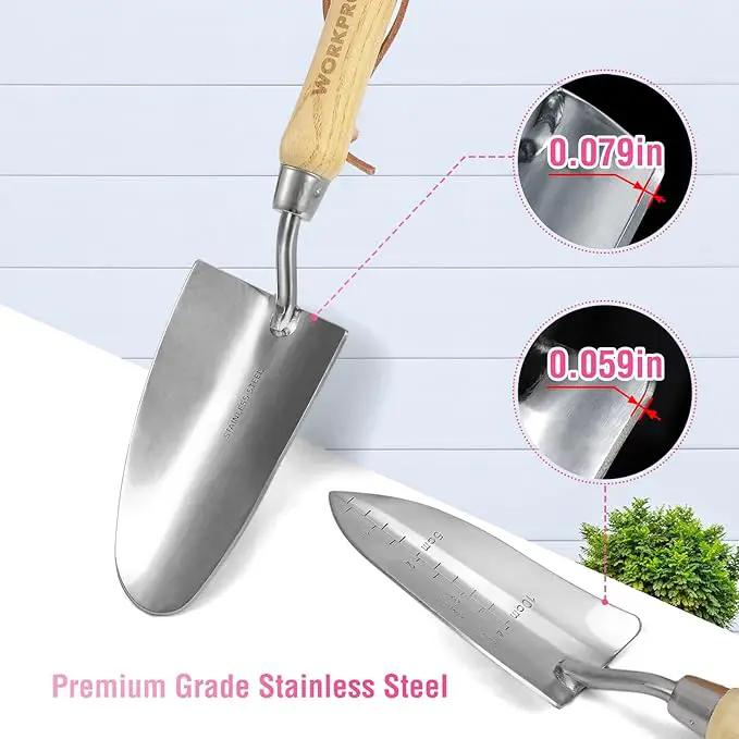 WORKPRO 8-Piece Pink Garden Tool Set, Stainless Steel Gardening Tools with Wood Handle, Including Garden Tote, Gloves, Trowel, Hand Weeder, Cultivator and More, Gardening Gifts For Women - Pink Ribbon by GreenHaven Gardens