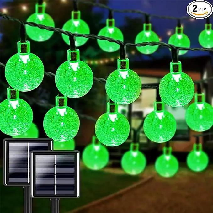 2-Pack 100 LED 64FT Solar String Lights Outdoor, Waterproof Solar Lights Outdoor with 8 Lighting Modes, Crystal Globe Light for St Patrick Tree Garden Patio Party Porch Wedding Decorations(Green) by GreenHaven Gardens