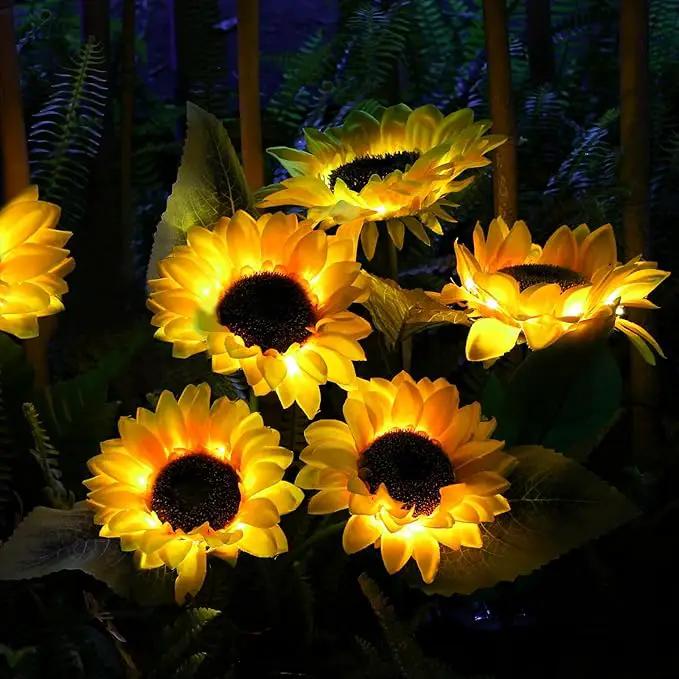 Solar Garden Lights, 4 Pack Sunflower Outdoor Lights Solar Flower Lights for Outside with 12 Larger Sunflower Gardening Gift for Mom Women Decorative Lights for Garden Decor Yard Patio Lawn Pathway by GreenHaven Gardens