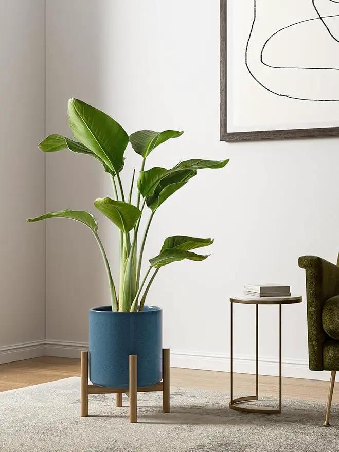 LE TAUCI Ceramic Plant Pots Indoor, 10 Inch 8 Inch 6 Inch Planters for Indoor Plants, Mid-Century Modern Flower Pots with Drainage Hole, Cylinder Round Planter Pots, Set of 3, Reactive Glaze Blue by GreenHaven Gardens