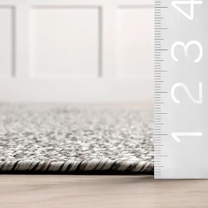 nuLOOM 2' x 18' Solid Hand Braided Indoor/Outdoor Area Rug, Pet-Friendly, High Traffic, Weather Resistant, for Patio, Balcony, Bedroom, Living, Dining Room, Wynn Salt and Pepper by GreenHaven Gardens