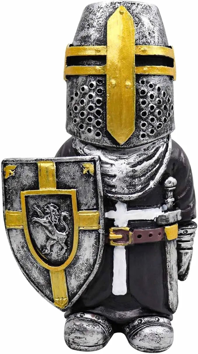 nezababy Knight Gnomes Guard Garden Statue Decoration Medieval Wee Crusader Battle Swordsman Fighting Outdoor Figurines Lawn Decor Resin (F) by GreenHaven Gardens