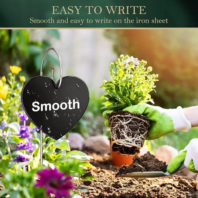 30-Pack Iron Metal Heart Shaped Garden Markers Weatherproof Metal Plant Labels Large Planting Seedling Stake Signs, for Seedlings Herbs Vegetable Greenhouse Gifts with White Marker Pen Labels by GreenHaven Gardens