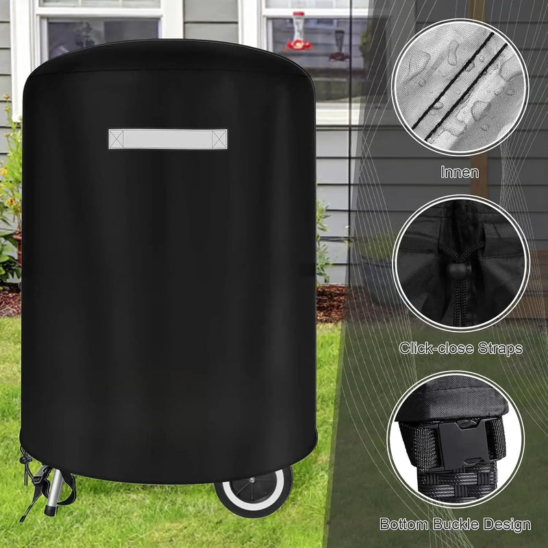 22 inch BBQ Gas Grill Cover for Outdoor Grill, Grill Cover for Weber 22 Inch Charcoal Kettle - Heavy Duty Waterproof Anti-UV Barbecue Cover for Weber Char-Broil 22 Inch Charcoal Kettle Grills, Black by GreenHaven Gardens