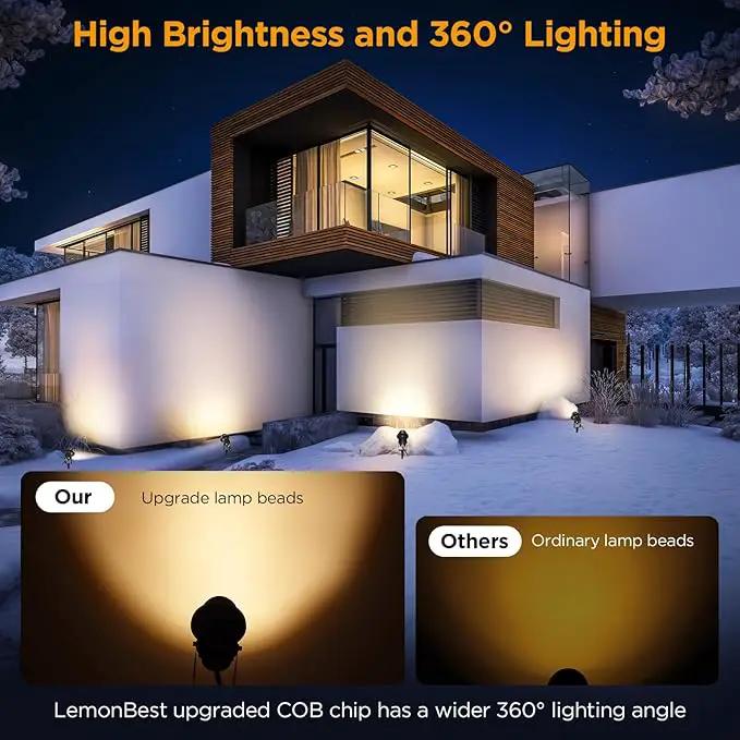 Landscape Lighting - 10W Dusk to Dawn Outdoor LED Spotlight with Photocell Sensor 120V Landscape Lights Waterproof Spot Lights Outdoor for Yard Garden Patio Driveway House (Warm White) (2 Pack) by GreenHaven Gardens