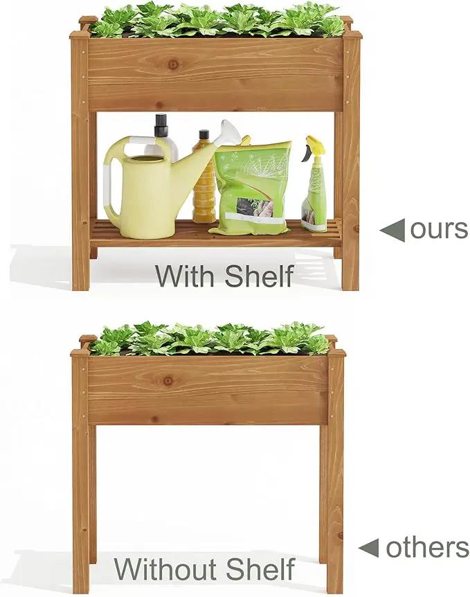 GHWIE Raised Garden Bed with Legs, Elevated Wood Planter Box for Vegetables, Flowers, Patio, Balcony, with Liner by GreenHaven Gardens