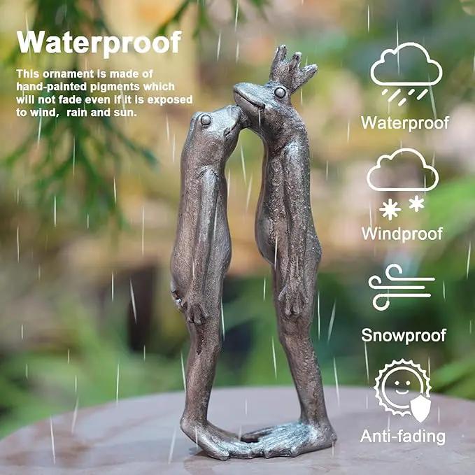 Frog Decor Garden Statue Decor Outside - Couple Kiss Plog Statue Outside Frog Figurines for Yard Patio Lawn Decorations Couple Frogs Front Yard Decorations Outdoor 3.5" 2" 8.75" by GreenHaven Gardens