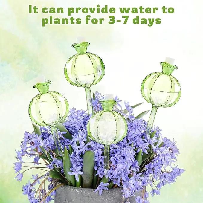 4 PCS Plant Self Watering Globes 8.9 Inch Plant Watering Devices Colorful Glass Glass Watering Bulbs for Indoor Outdoor Plants by GreenHaven Gardens