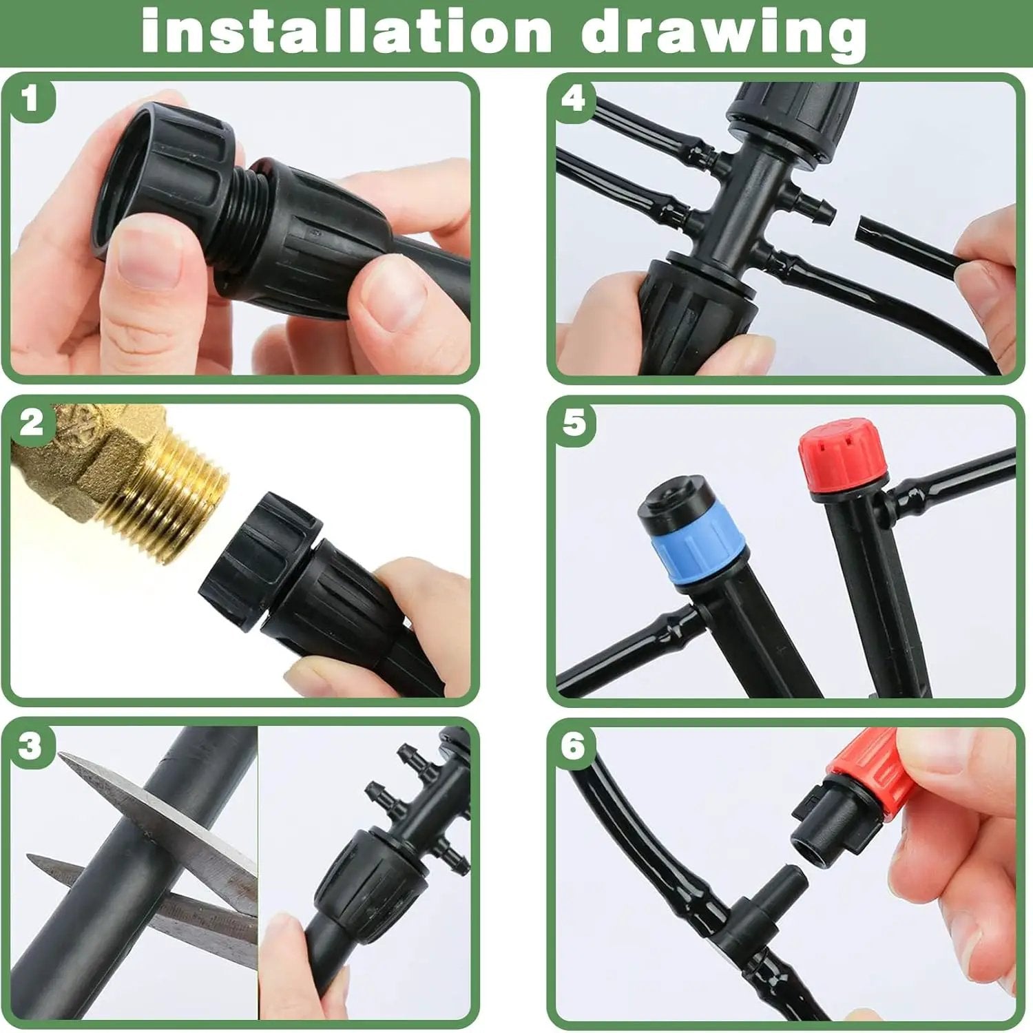 200FT+40FT Drip Irrigation System, Garden Watering System with 8/11mm Main Tubing 4/7mm Distribution Irrigation Tubing and Accessories, Irrigation System for Garden, Greenhouse, Yard, Lawn, Plant by GreenHaven Gardens